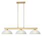 Z-Lite Cobalt 152MGLD-DWL14 14" 3-Light Medium Bulb Base Modern Gold Steel White Linen Glass Shade Billiard Light