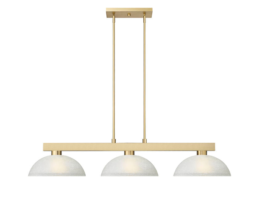 Z-Lite Cobalt 152MGLD-DWL14 14" 3-Light Medium Bulb Base Modern Gold Steel White Linen Glass Shade Billiard Light