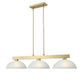 Z-Lite Cobalt 152MGLD-DWL14 14" 3-Light Medium Bulb Base Modern Gold Steel White Linen Glass Shade Billiard Light