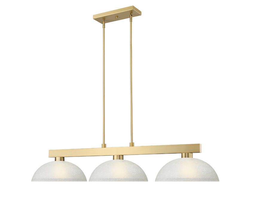 Z-Lite Cobalt 152MGLD-DWL14 14" 3-Light Medium Bulb Base Modern Gold Steel White Linen Glass Shade Billiard Light