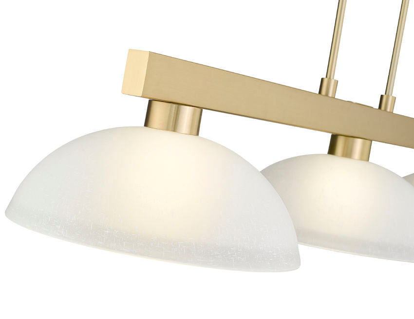 Z-Lite Cobalt 152MGLD-DWL14 14" 3-Light Medium Bulb Base Modern Gold Steel White Linen Glass Shade Billiard Light
