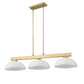 Z-Lite Cobalt 152MGLD-DWL14 14" 3-Light Medium Bulb Base Modern Gold Steel White Linen Glass Shade Billiard Light