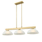 Z-Lite Cobalt 152MGLD-DWL14 14" 3-Light Medium Bulb Base Modern Gold Steel White Linen Glass Shade Billiard Light