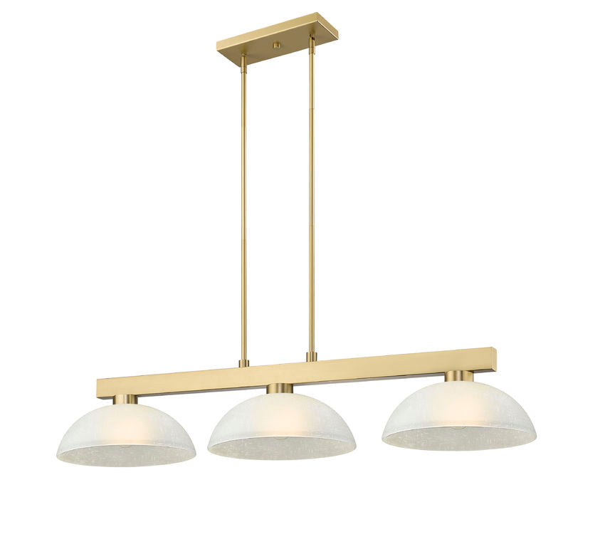 Z-Lite Cobalt 152MGLD-DWL14 14" 3-Light Medium Bulb Base Modern Gold Steel White Linen Glass Shade Billiard Light