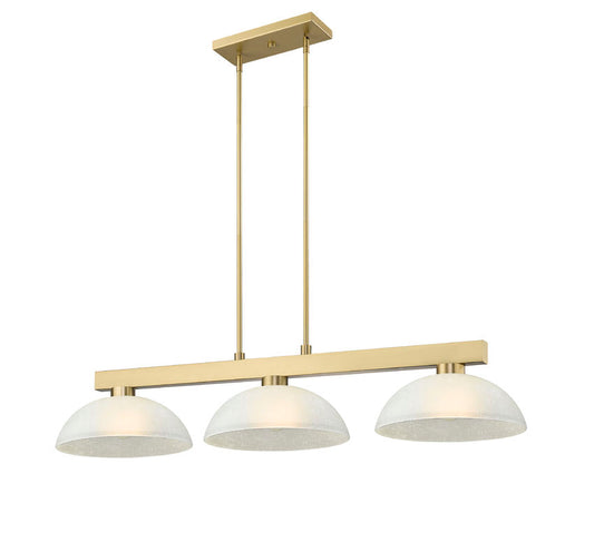 Z-Lite Cobalt 152MGLD-DWL14 14" 3-Light Medium Bulb Base Modern Gold Steel White Linen Glass Shade Billiard Light
