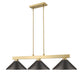 Z-Lite Cobalt 152MGLD-MBRZ 14" 3-Light Medium Bulb Base Modern Gold Steel Bronze Shade Billiard Light