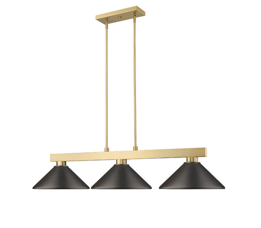 Z-Lite Cobalt 152MGLD-MBRZ 14" 3-Light Medium Bulb Base Modern Gold Steel Bronze Shade Billiard Light