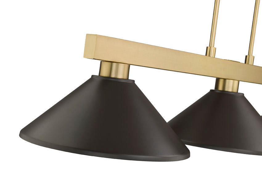 Z-Lite Cobalt 152MGLD-MBRZ 14" 3-Light Medium Bulb Base Modern Gold Steel Bronze Shade Billiard Light