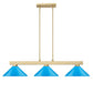 Z-Lite Cobalt 152MGLD-MEB 14" 3-Light Medium Bulb Base Modern Gold Steel Electric Blue Shade Billiard Light