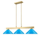 Z-Lite Cobalt 152MGLD-MEB 14" 3-Light Medium Bulb Base Modern Gold Steel Electric Blue Shade Billiard Light