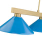 Z-Lite Cobalt 152MGLD-MEB 14" 3-Light Medium Bulb Base Modern Gold Steel Electric Blue Shade Billiard Light