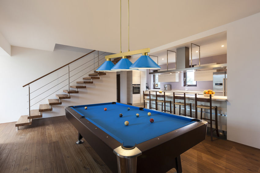 Z-Lite Cobalt 152MGLD-MEB 14" 3-Light Medium Bulb Base Modern Gold Steel Electric Blue Shade Billiard Light