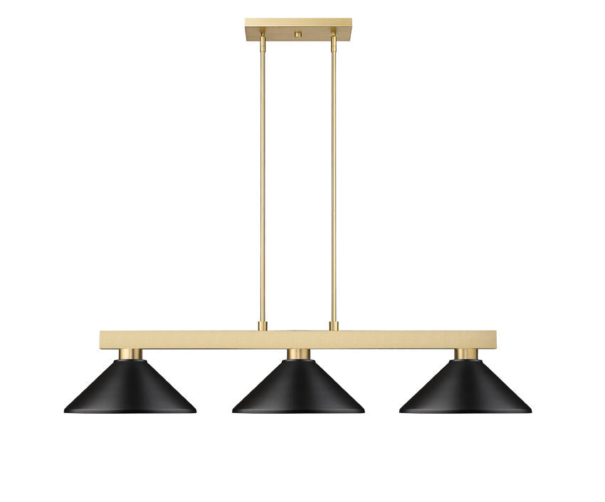 Z-Lite Cobalt 152MGLD-MMB 14" 3-Light Medium Bulb Base Modern Gold Steel Matte Black Shade Billiard Light