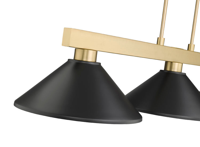 Z-Lite Cobalt 152MGLD-MMB 14" 3-Light Medium Bulb Base Modern Gold Steel Matte Black Shade Billiard Light