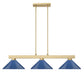 Z-Lite Cobalt 152MGLD-MNB 14" 3-Light Medium Bulb Base Modern Gold Steel Navy Blue Shade Billiard Light