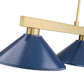Z-Lite Cobalt 152MGLD-MNB 14" 3-Light Medium Bulb Base Modern Gold Steel Navy Blue Shade Billiard Light