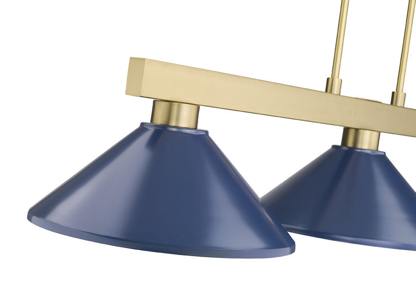 Z-Lite Cobalt 152MGLD-MNB 14" 3-Light Medium Bulb Base Modern Gold Steel Navy Blue Shade Billiard Light