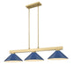 Z-Lite Cobalt 152MGLD-MNB 14" 3-Light Medium Bulb Base Modern Gold Steel Navy Blue Shade Billiard Light