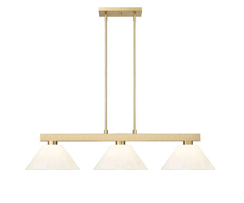 Z-Lite Cobalt 152MGLD-PWH 14" 3-Light Medium Bulb Base Modern Gold Steel White Plastic Shade Billiard Light