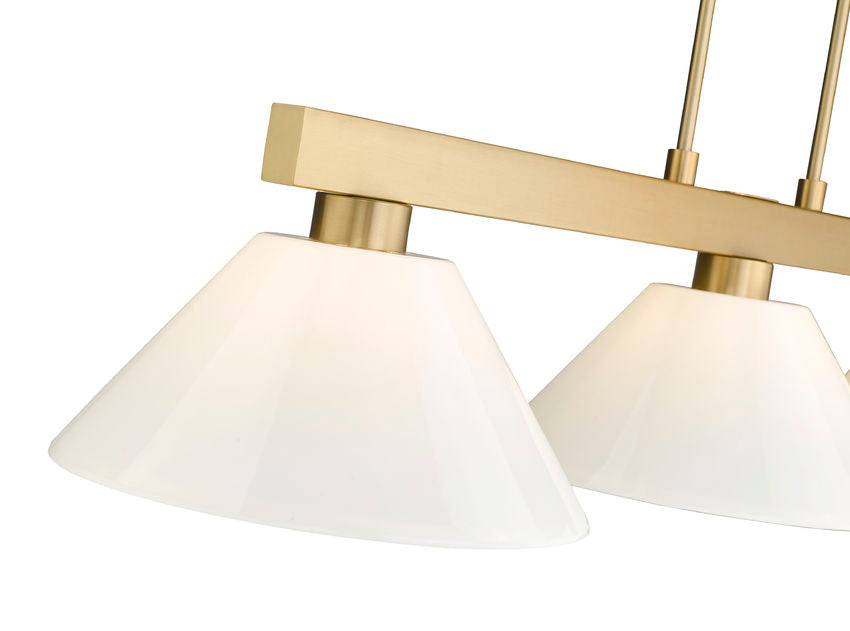 Z-Lite Cobalt 152MGLD-PWH 14" 3-Light Medium Bulb Base Modern Gold Steel White Plastic Shade Billiard Light