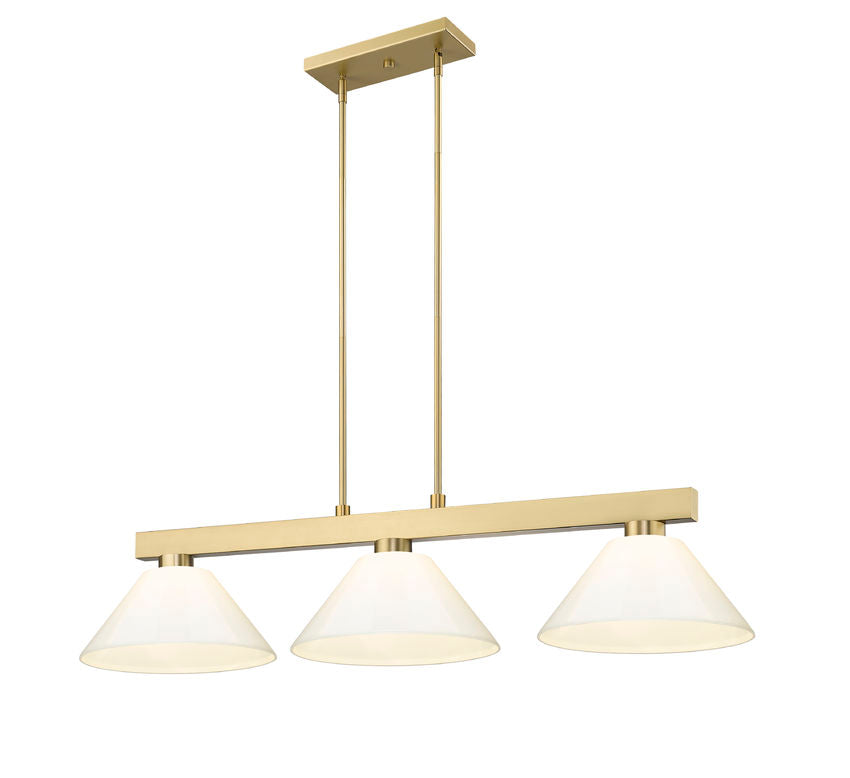 Z-Lite Cobalt 152MGLD-PWH 14" 3-Light Medium Bulb Base Modern Gold Steel White Plastic Shade Billiard Light