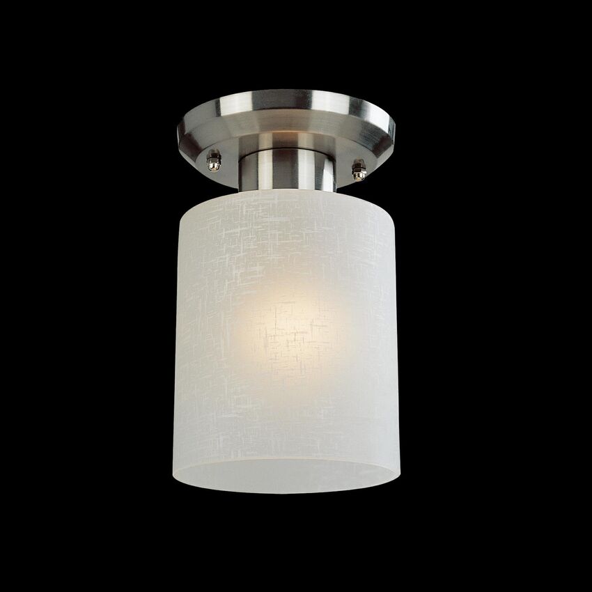 Z-Lite Cobalt 5" Brushed Nickel Flush Mount Lighting With White Linen Glass Shade