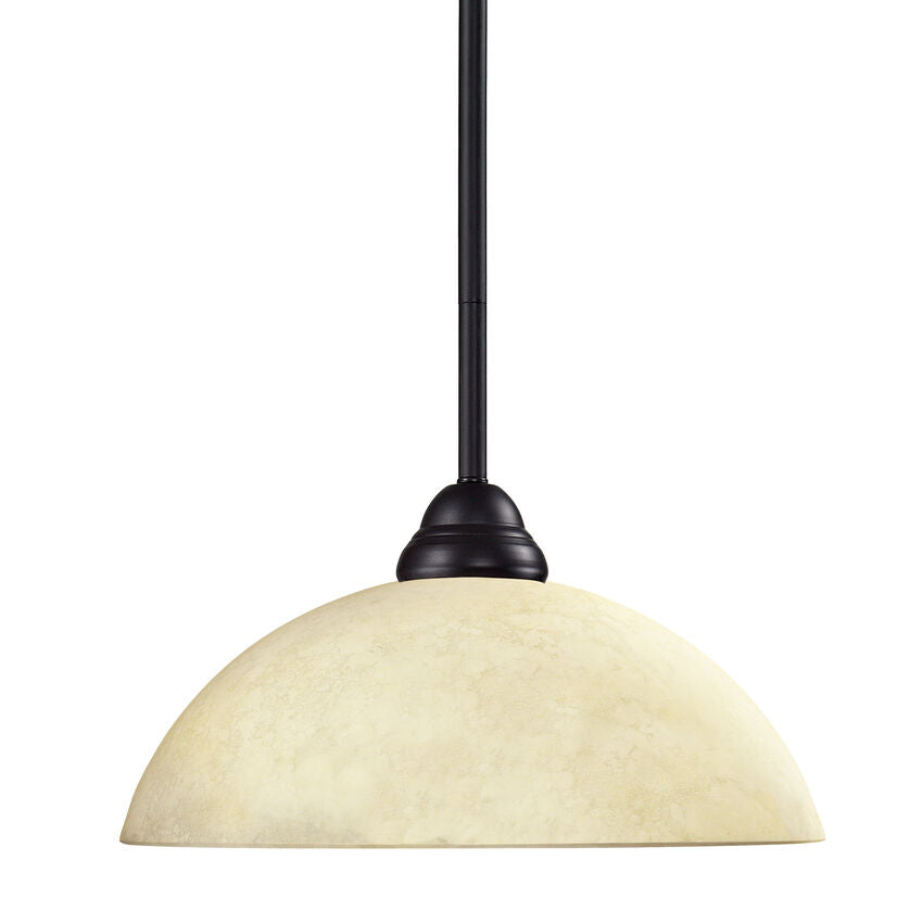 Z-Lite Cobra 14" 1-Light Bronze Pendant Light With Golden Mottle Glass Shade