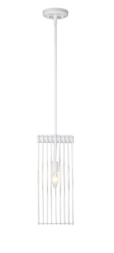 Z-Lite Contour 7" 1-Light White Mini Pendant Light With Gloss White Steel Shade