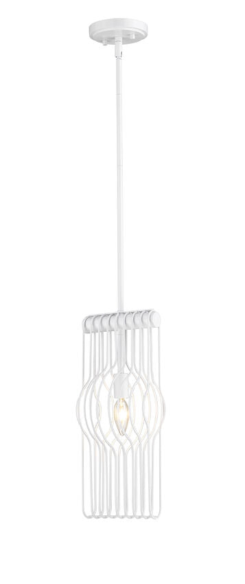 Z-Lite Contour 7" 1-Light White Mini Pendant Light With Gloss White Steel Shade