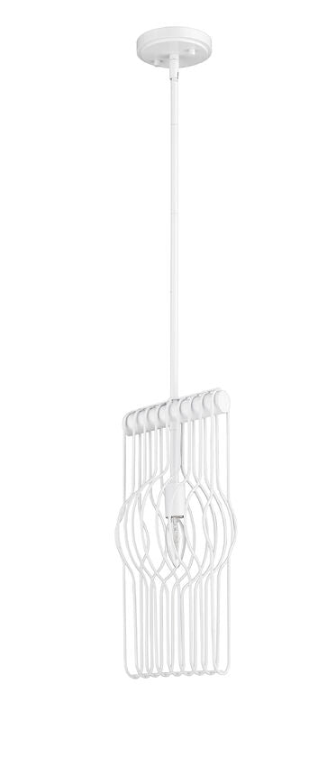 Z-Lite Contour 7" 1-Light White Mini Pendant Light With Gloss White Steel Shade