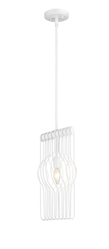 Z-Lite Contour 7" 1-Light White Mini Pendant Light With Gloss White Steel Shade