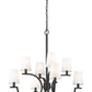 Z-Lite Cordelia 30" 8-Light Candelabra White Fabric Shade Matte Black Steel Frame Chandelier