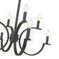 Z-Lite Cordelia 30" 8-Light Candelabra White Fabric Shade Matte Black Steel Frame Chandelier