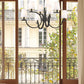 Z-Lite Cordelia 30" 8-Light Candelabra White Fabric Shade Matte Black Steel Frame Chandelier