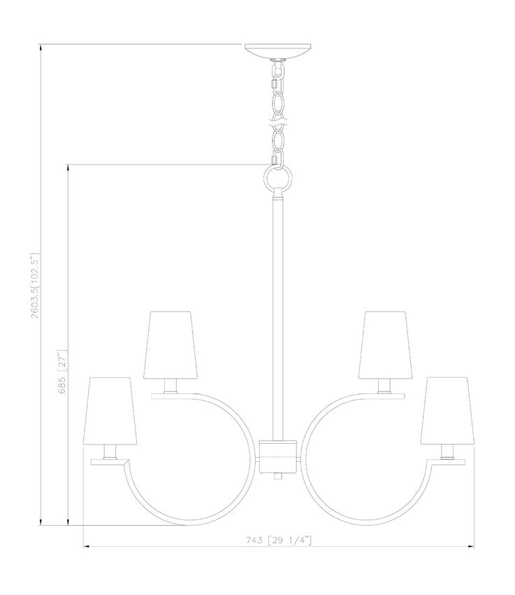 Z-Lite Cordelia 30" 8-Light Candelabra White Fabric Shade Modern Gold Steel Frame Chandelier