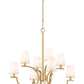 Z-Lite Cordelia 30" 8-Light Candelabra White Fabric Shade Modern Gold Steel Frame Chandelier