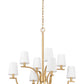 Z-Lite Cordelia 30" 8-Light Candelabra White Fabric Shade Modern Gold Steel Frame Chandelier