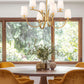 Z-Lite Cordelia 30" 8-Light Candelabra White Fabric Shade Modern Gold Steel Frame Chandelier