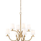 Z-Lite Cordelia 30" 8-Light Candelabra White Fabric Shade Modern Gold Steel Frame Chandelier