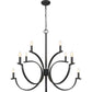 Z-Lite Cordelia 40" 10-Light Candelabra White Fabric Shade Matte Black Steel Frame Chandelier