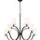 Z-Lite Cordelia 40" 10-Light Candelabra White Fabric Shade Matte Black Steel Frame Chandelier