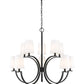 Z-Lite Cordelia 40" 10-Light Candelabra White Fabric Shade Matte Black Steel Frame Chandelier