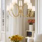 Z-Lite Cordelia 40" 10-Light Candelabra White Fabric Shade Modern Gold Steel Frame Chandelier