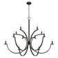 Z-Lite Cordelia 48" 12-Light Candelabra White Fabric Shade Matte Black Steel Frame Chandelier