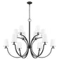 Z-Lite Cordelia 48" 12-Light Candelabra White Fabric Shade Matte Black Steel Frame Chandelier
