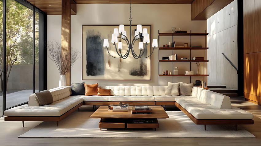Z-Lite Cordelia 48" 12-Light Candelabra White Fabric Shade Matte Black Steel Frame Chandelier
