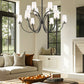 Z-Lite Cordelia 48" 12-Light Candelabra White Fabric Shade Matte Black Steel Frame Chandelier