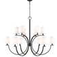 Z-Lite Cordelia 48" 12-Light Candelabra White Fabric Shade Matte Black Steel Frame Chandelier