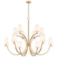 Z-Lite Cordelia 48" 12-Light Candelabra White Fabric Shade Modern Gold Steel Frame Chandelier