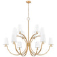 Z-Lite Cordelia 48" 12-Light Candelabra White Fabric Shade Modern Gold Steel Frame Chandelier